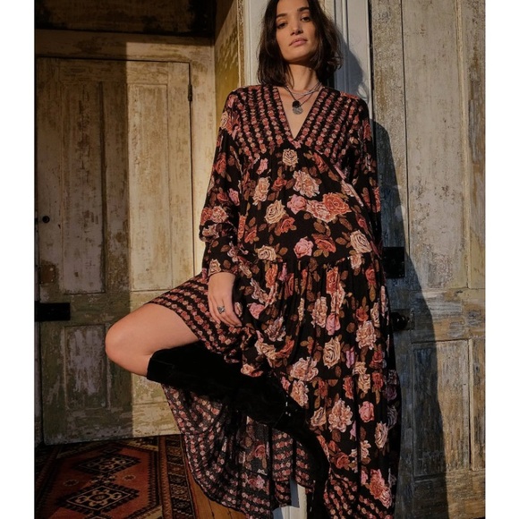 EUC Free People Rows of Roses Maxi Dress - Picture 3 of 5